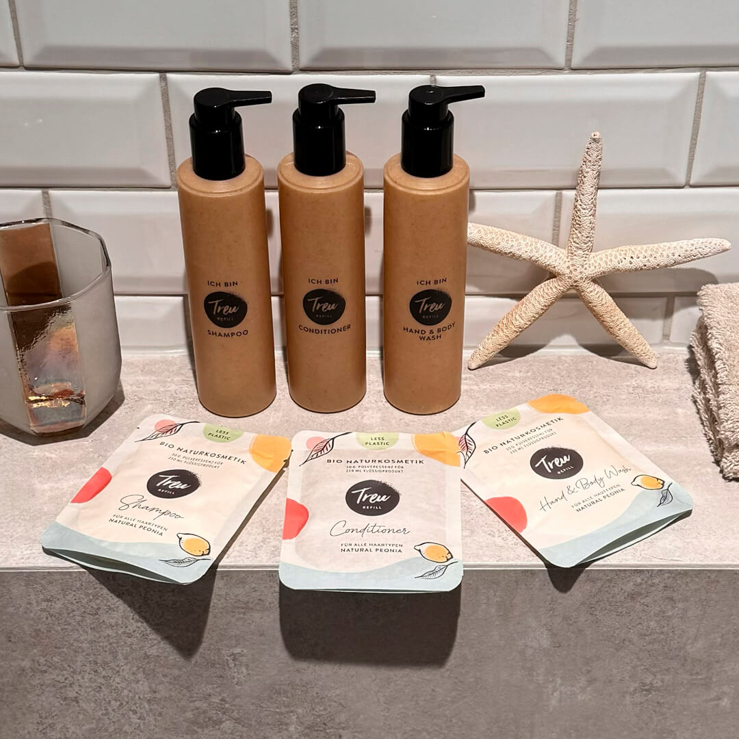 Naturkosmetik Starterset  – Pulver mit Refill Flaschen aus Polywood