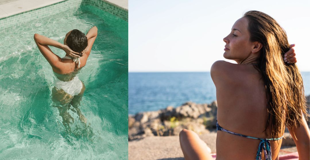 Haarpflege im Sommer, Pool, Strand