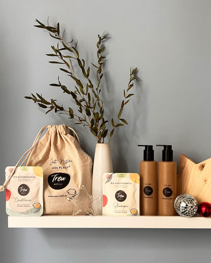 Bio Haarpflege Starterset –  Pulver mit Refill Flaschen aus Polywood