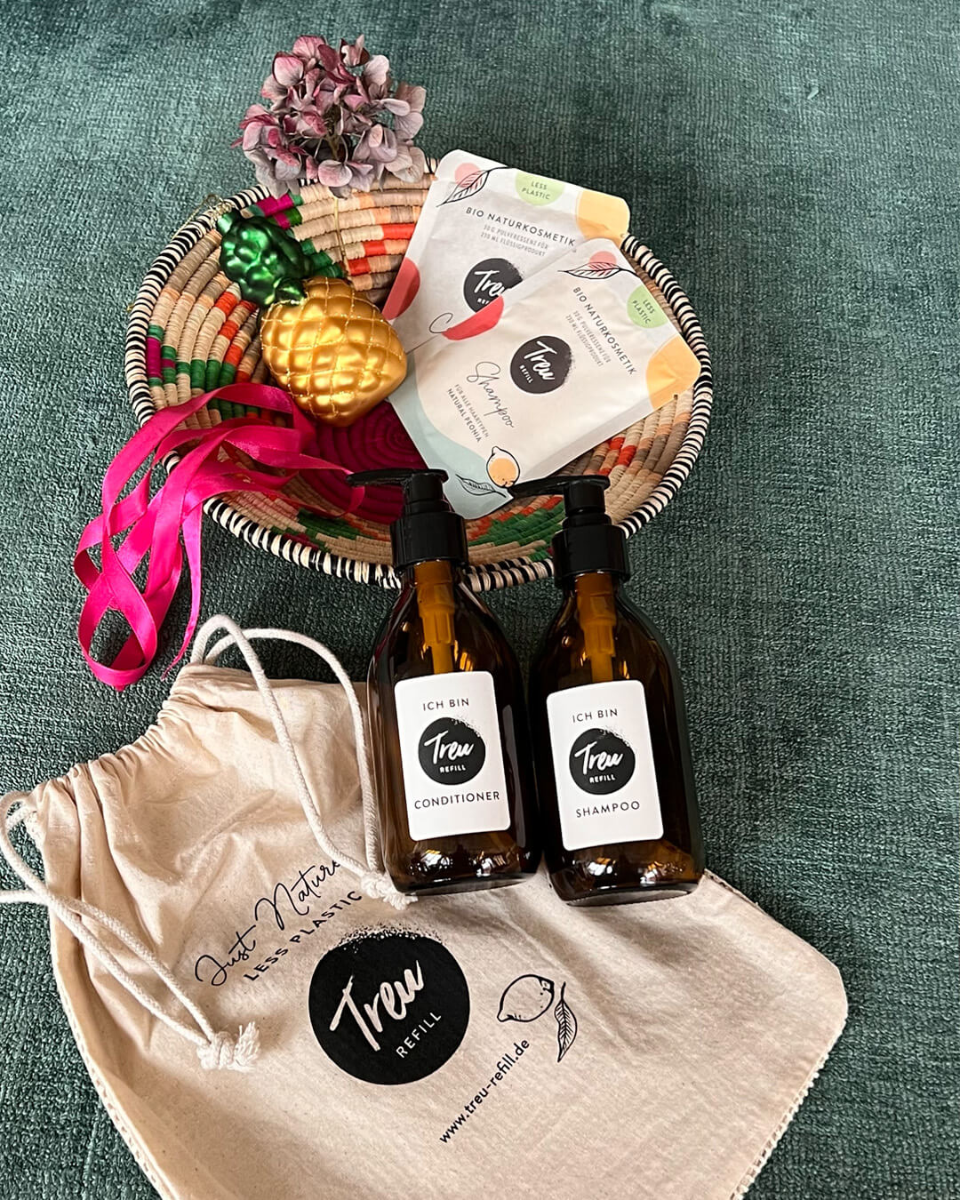 Bio Haarpflege Starterset – Pulver mit Refill Glasflaschen