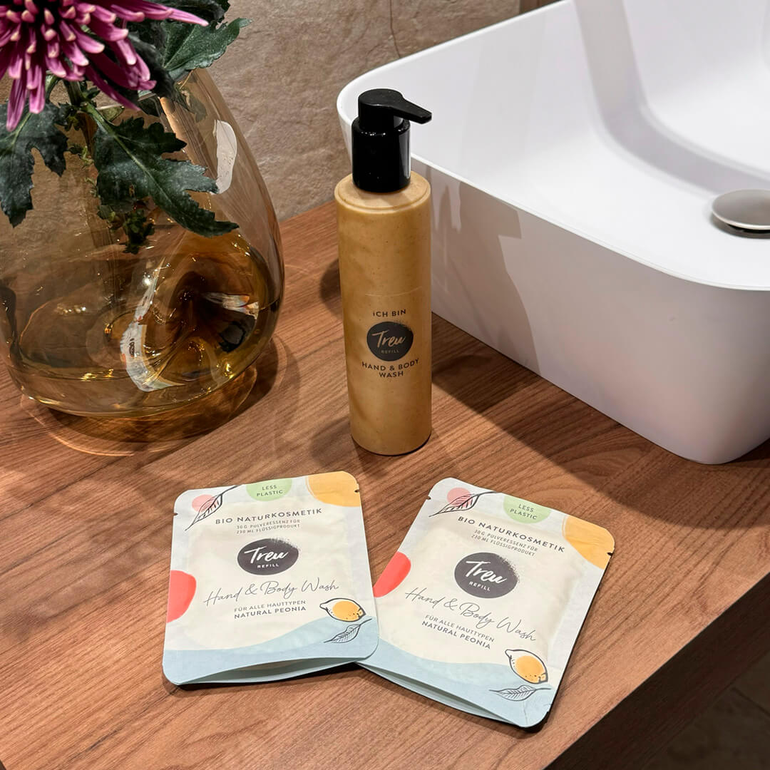 Bio Handseife Starterset – Pulver mit Refill Flasche aus Polywood